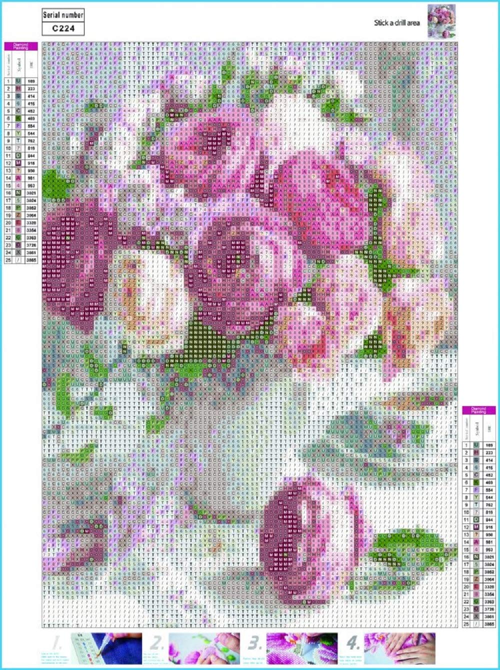 Koikify 5D Diamond Painting Full Round Drill Pink Rose Diamond Art for Adults Resin Diamond Picture 5D Cross Stitch Beads Pasted Craft DIY Painting for Home Wall Decor, Gift 11.8x15.7 Inch Koikify