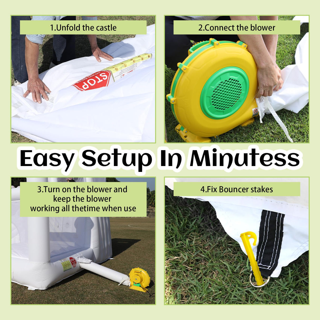 White Bounce House for Adults Kids,15.8FT Heavy Duty 100% PVC Large Commercial Bounce House Bouncy Castle with Big Slide and Ball Pit for Backyard,Birthday Party,Wedding,Outdoor Game Eachup