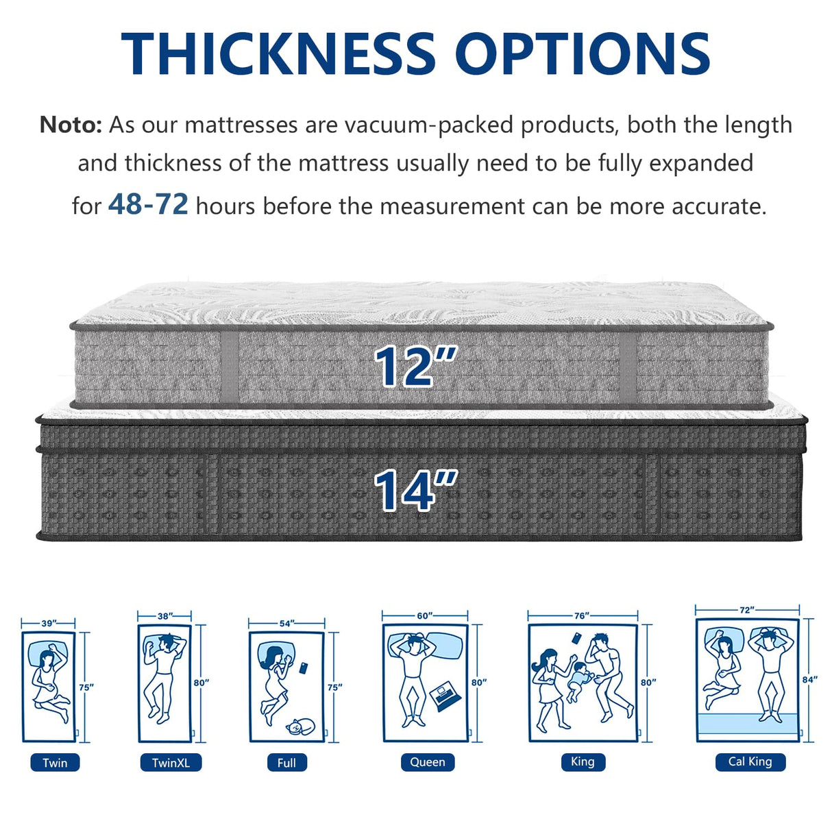 King Size Mattress, 14 Inch Hybrid King Mattress in a Box with Gel Memory Foam, Individually Wrapped Pocket Spring, Motion Isolation, Pressure Relief, Medium Firm, CertiPUR-US Certified, 76"*80"*14" 6V-Sermmoo
