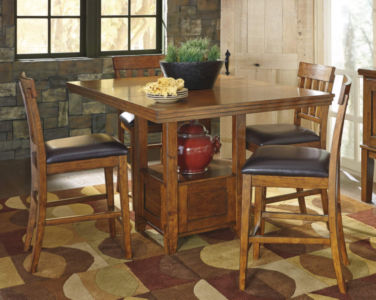 Signature Design by Ashley Ralene Traditional 36" Counter Height Dining Room Extension Table, Medium Brown Signature Design by Ashley