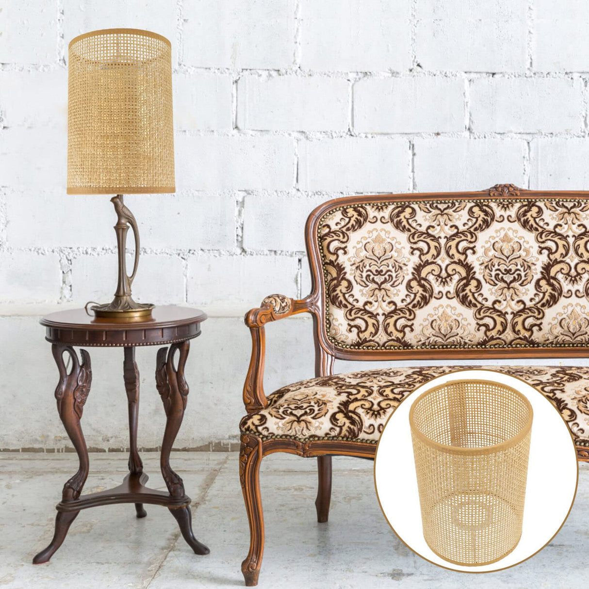 DOITOOL 2Pcs Rattan Drum Lamp Shade Replacement E27/E14 Chandelier Lampshade Natural Woven Cylinder Light Cover Table Lamp Cover for Chandeliers Floor Table Lamps DOITOOL