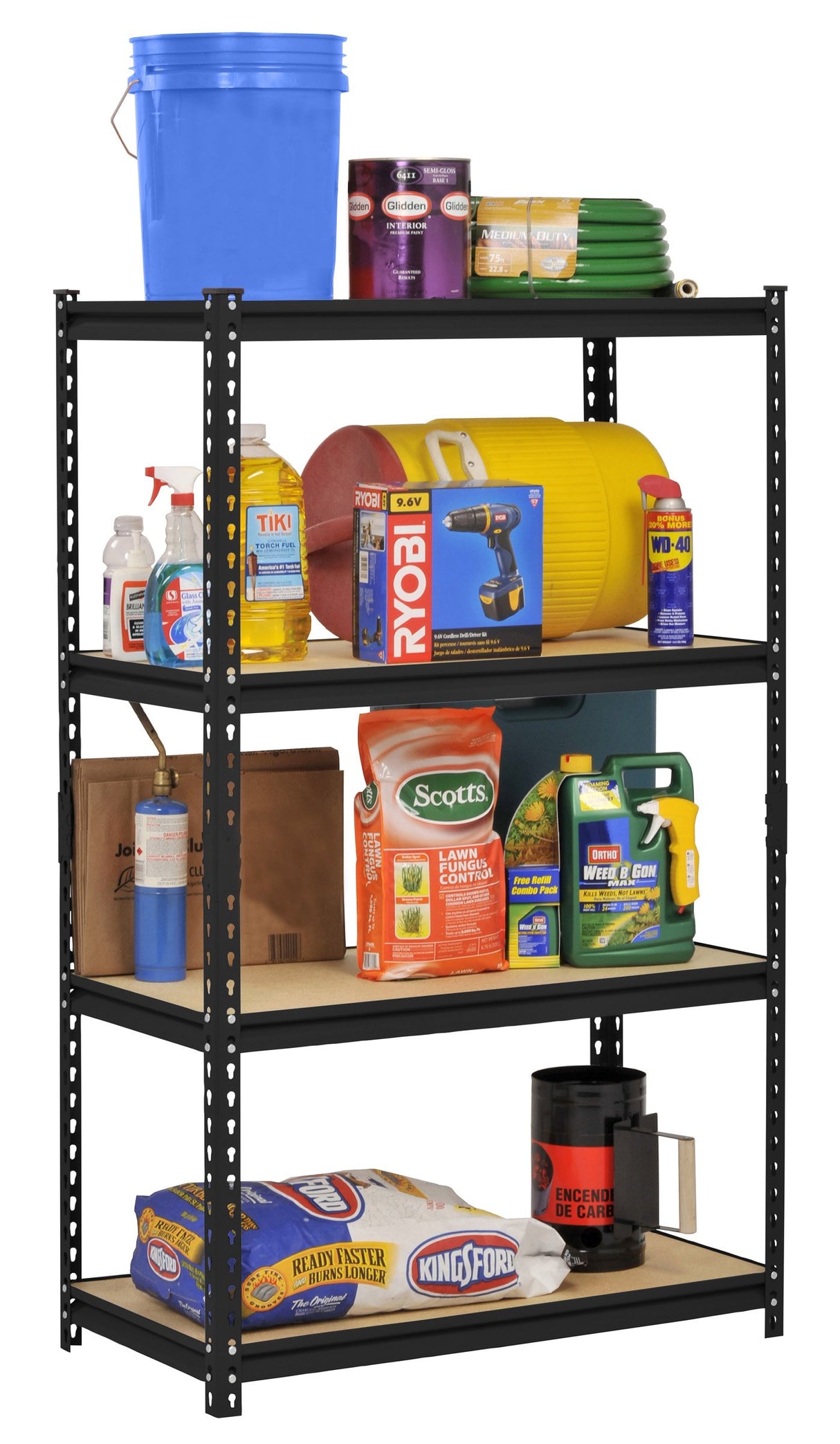 Edsal UR-364BLK Black Steel Industrial Shelving, 4 Adjustable Shelves, 3200 lb. Capacity, 60" Height x 36" Width x 18" Depth EDSAL