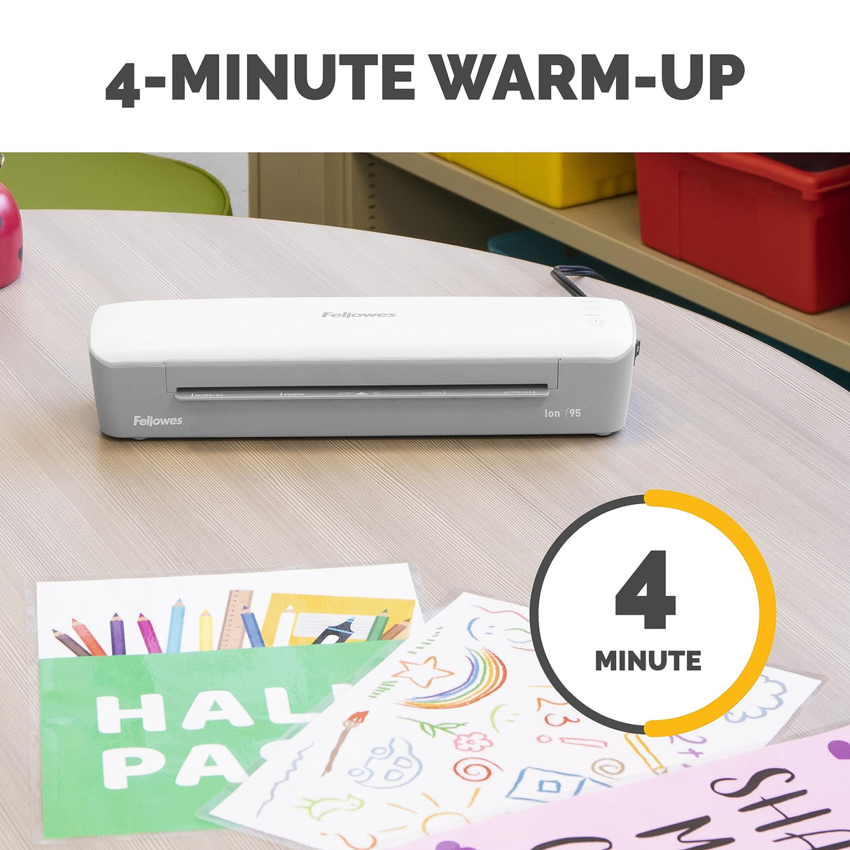 Fellowes Ion 95 Thermal Laminator for Home, School or Office with 15 Pouch Starter Kit, Easy to Use, Quick Warm-Up, Jam-Free (5247201) Fellowes