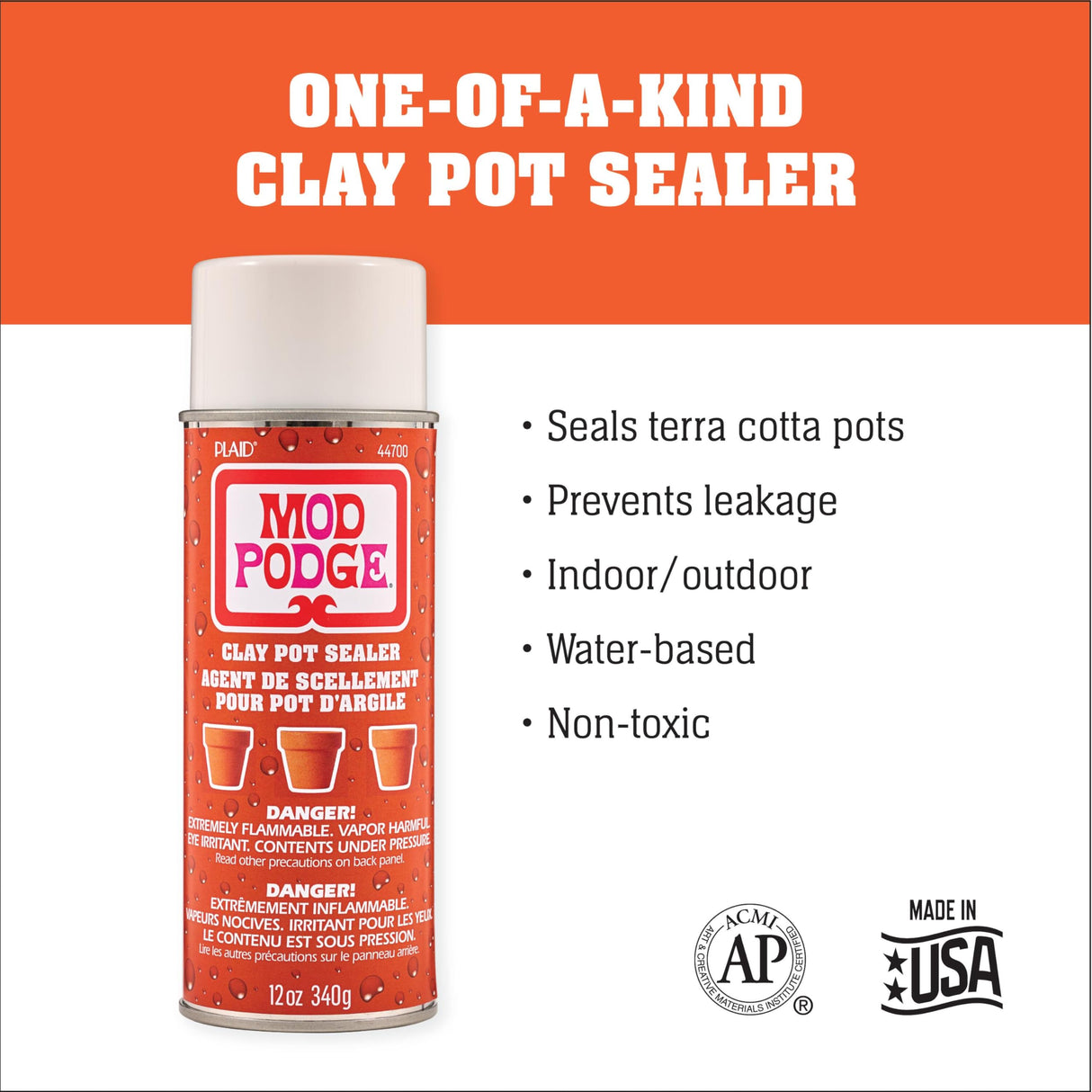 Mod Podge, Perfect for Indoor and Outdoor Craft Projects Clay Pot Sealer Spray, 12 fl oz, Clear Mod Podge