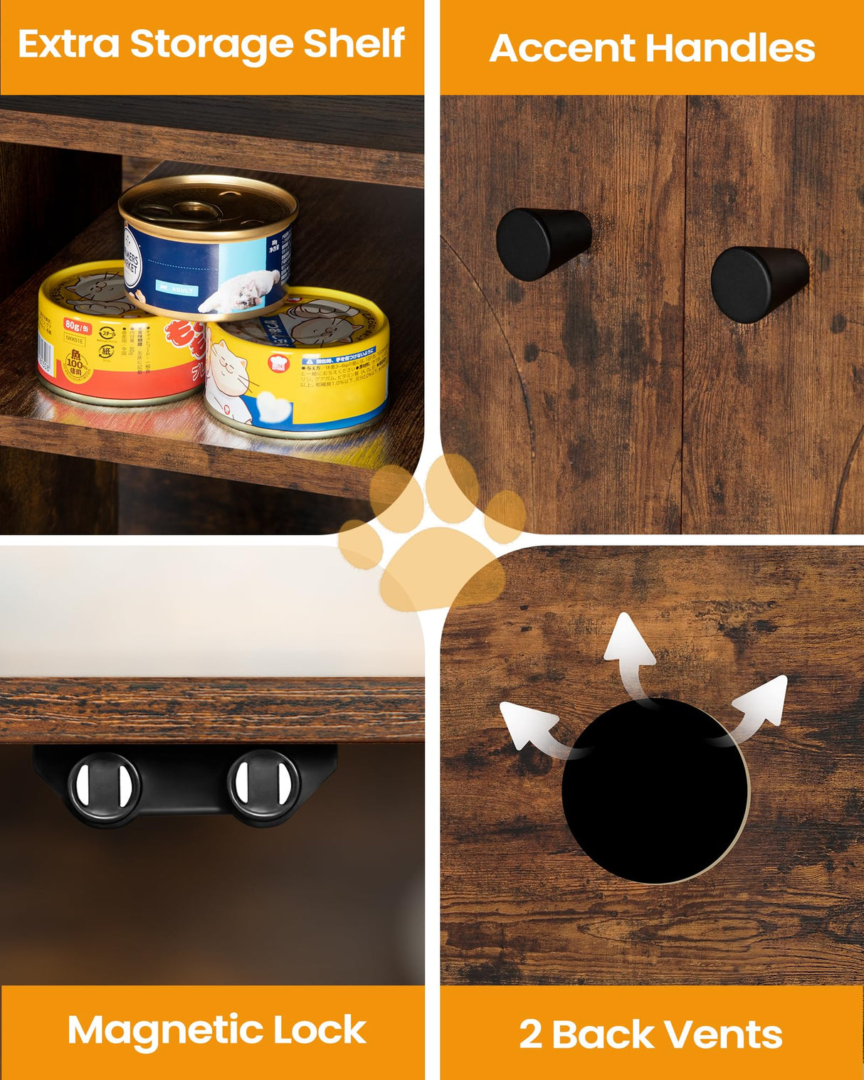 Hzuaneri Cat Litter Box Enclosure, Hidden Litter Box Furniture, Wooden Pet House Side End Table, Storage Cabinet Bench for Living Room, Bedroom, Rustic Brown CB01501B Hzuaneri