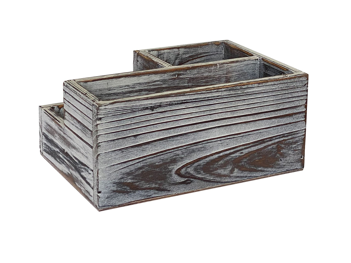 Cregugua Rustic Wood Pen and Pencil Holder Decorative Stationary Wooden Organizer Office/Home (5.5X7.9X3.5 in) Cregugua