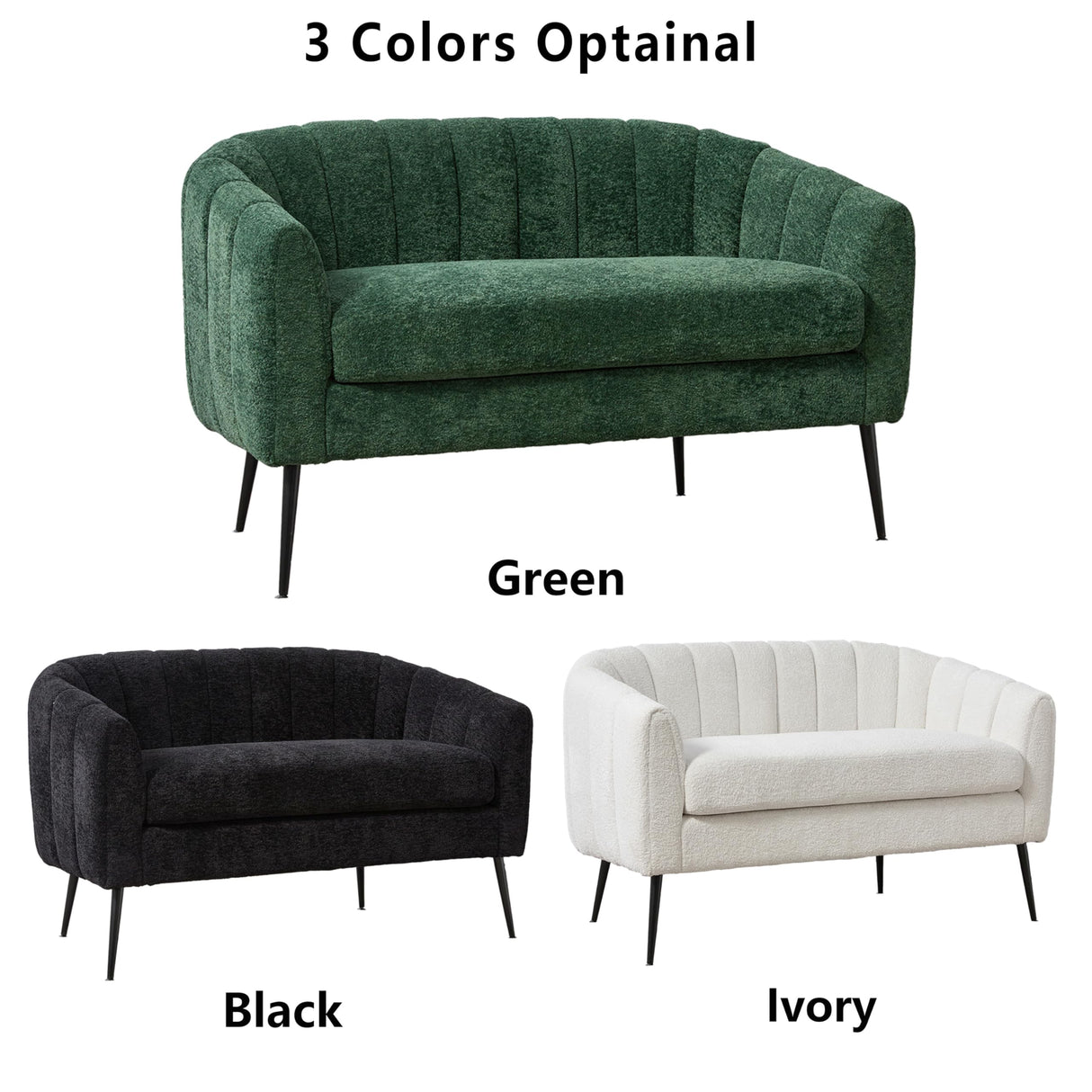 OIKIIWOO 50.2" Small Sofa Couch for Small Spaces,Modern Corduroy Loveseat Couches,Oval 2 Seater Sofas Love Seat with Metal Legs for Apartment,Bedroom,RV. (Green, 50.2") OIKIIWOO
