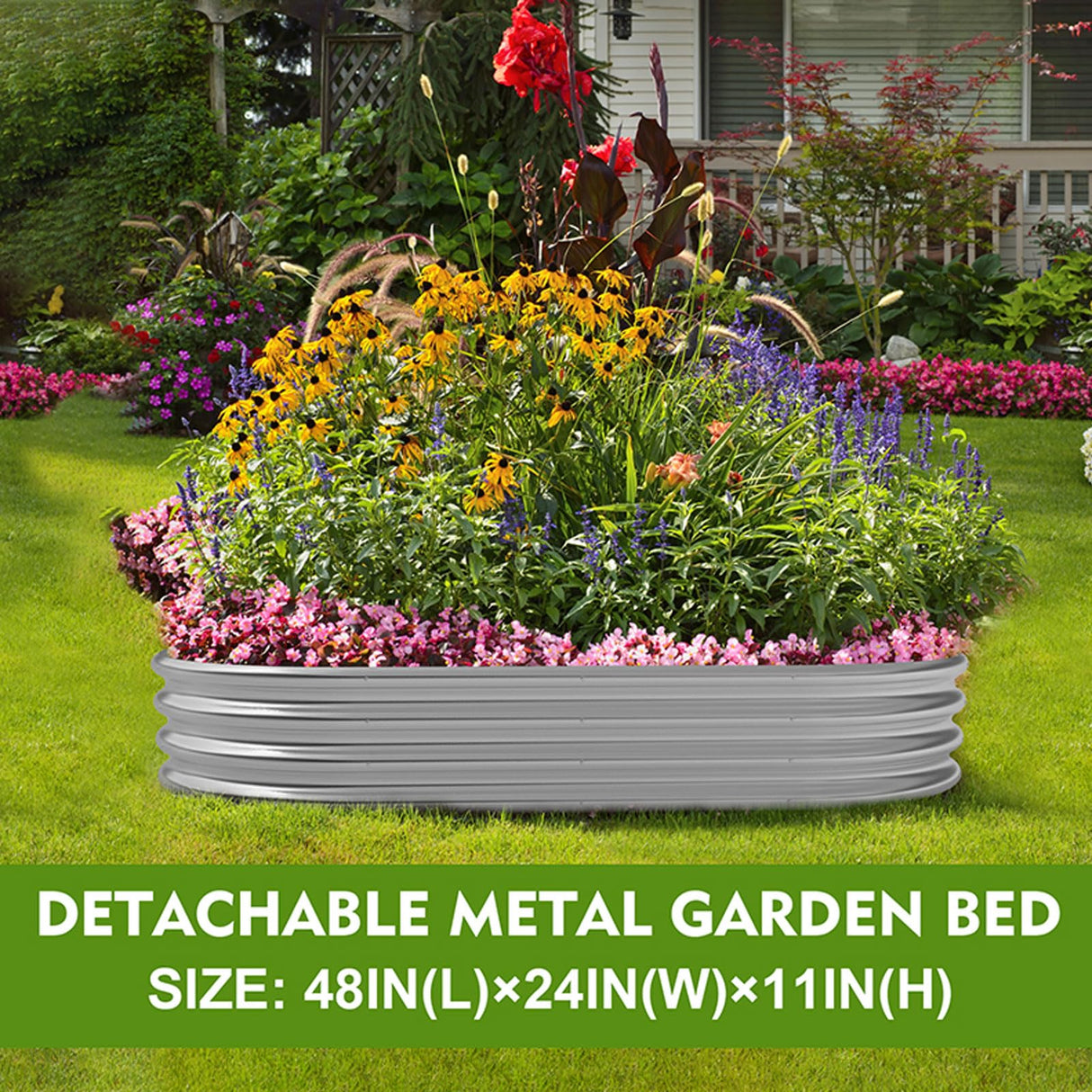 Metal Raised Garden Bed 2Sets Galvanized Planter Box for Vegetables, Flowers, Herbs, and Succulents GADI