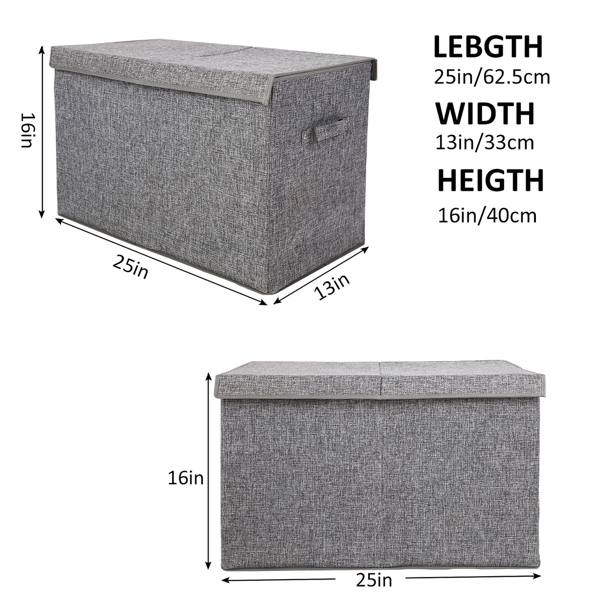 popoly Large Toy Box Chest with Lid, Collapsible Sturdy Toy Storage Organizer Boxes Bins Baskets for Kids, Boys, Girls, Nursery, Playroom, 25"x13" x16" (Linen Gray) popoly