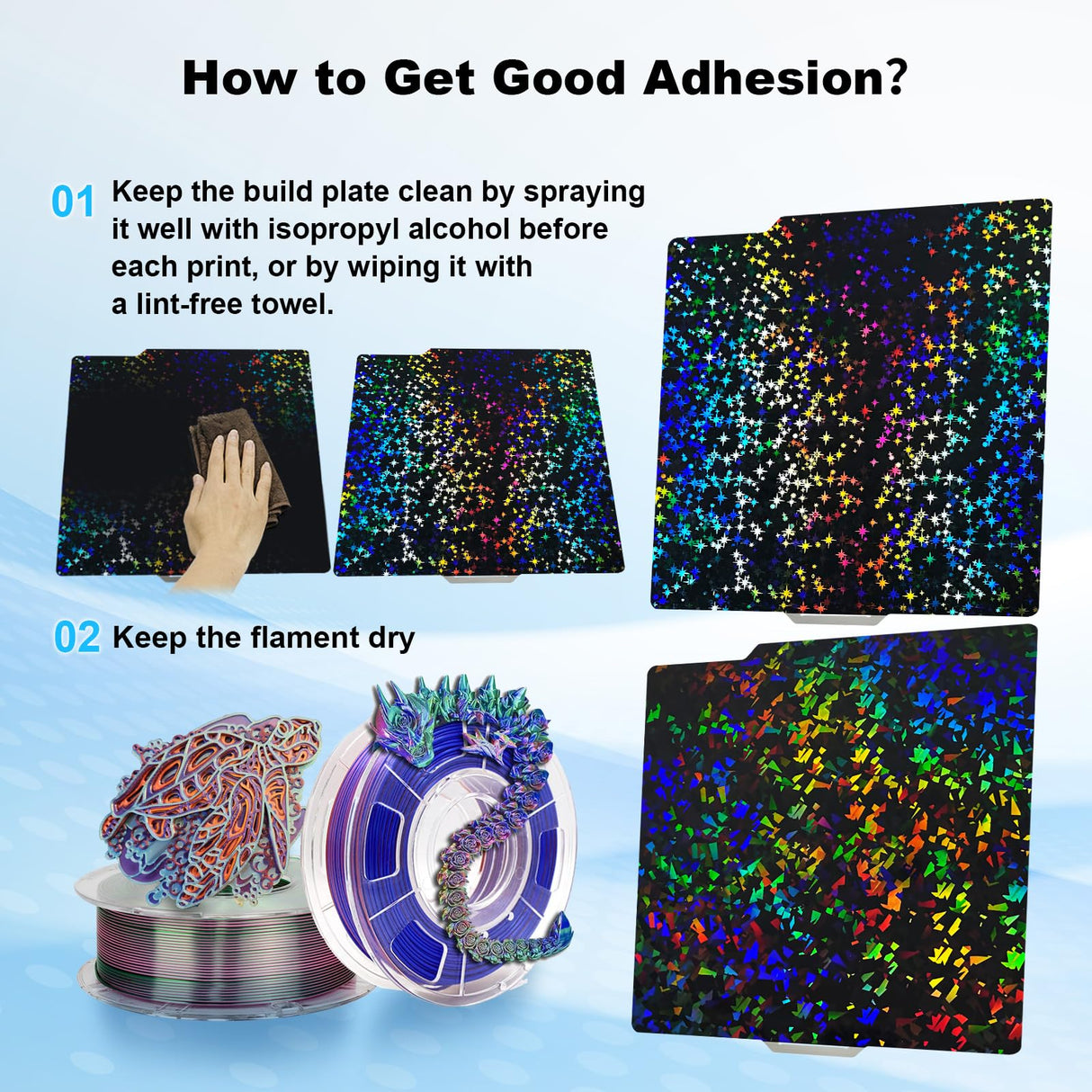 IdeaFormer Textured PEY PEF Build Plate for Bambu Lab X1/X1C/X1E/P1P/P1S/A1, Flexible Galaxy PEY+Rainbow Confetti PEF Spring Steel Print Bed 257x257mm for Bambu 3D Printers Platforms IdeaFormer IR3