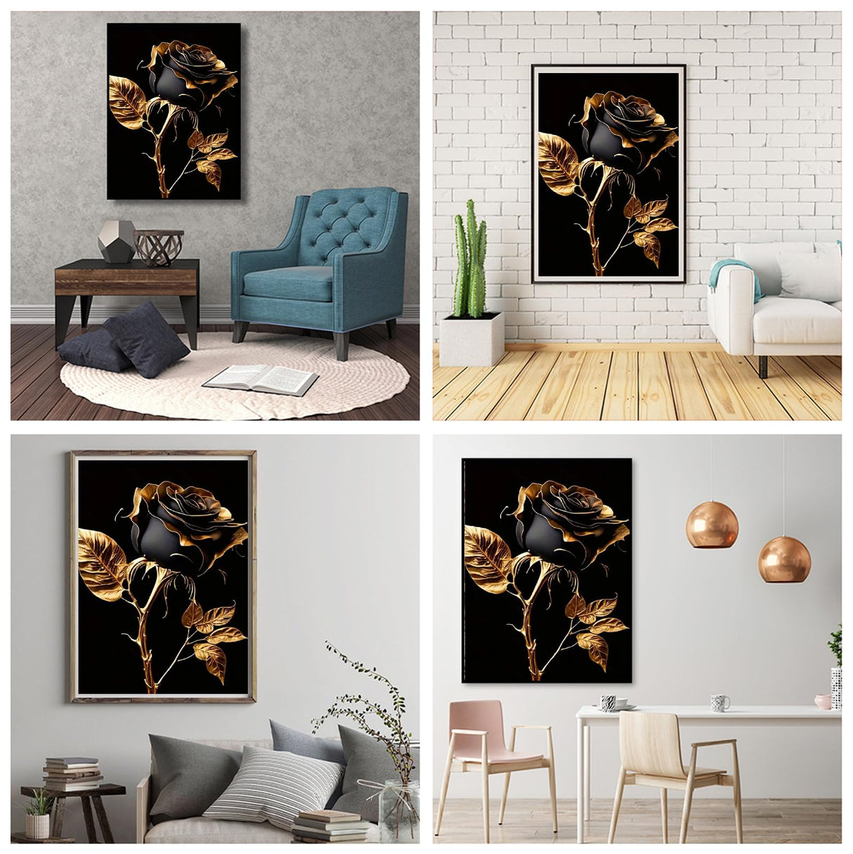 JFYHAB Rose Flower Diamond Art Kits for Adults,5D Full Round Drill Diamond Painting Kits for Beginners,DIY Glod Rose Diamond Dots Paintings Picture Arts Craft for Adults,Home Wall Decor 12 X 12Inch JFYHAB