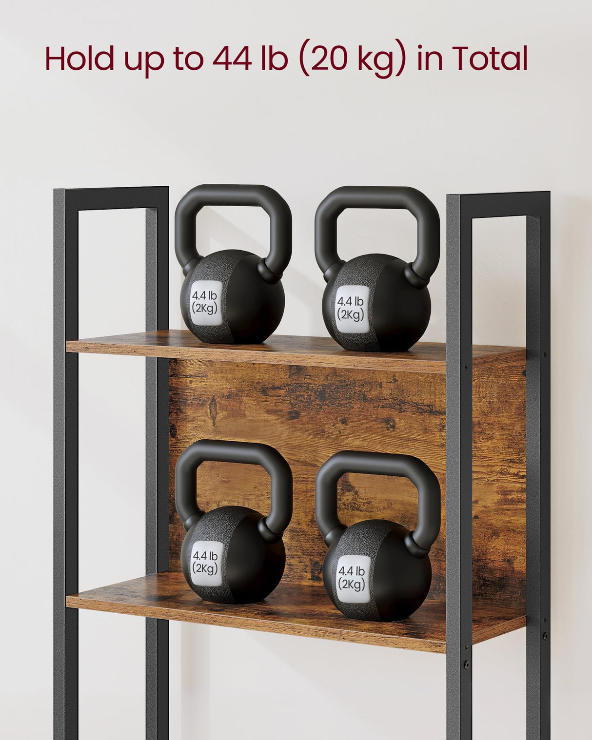 VASAGLE 5-Tier Bookshelf, Book Shelf, Industrial Bookcase, with Steel Frame, for Living Room, Home Office, Bedroom, 9.4 x 24.4 x 65 Inches, Rustic Brown and Black ULLS025B01 VASAGLE