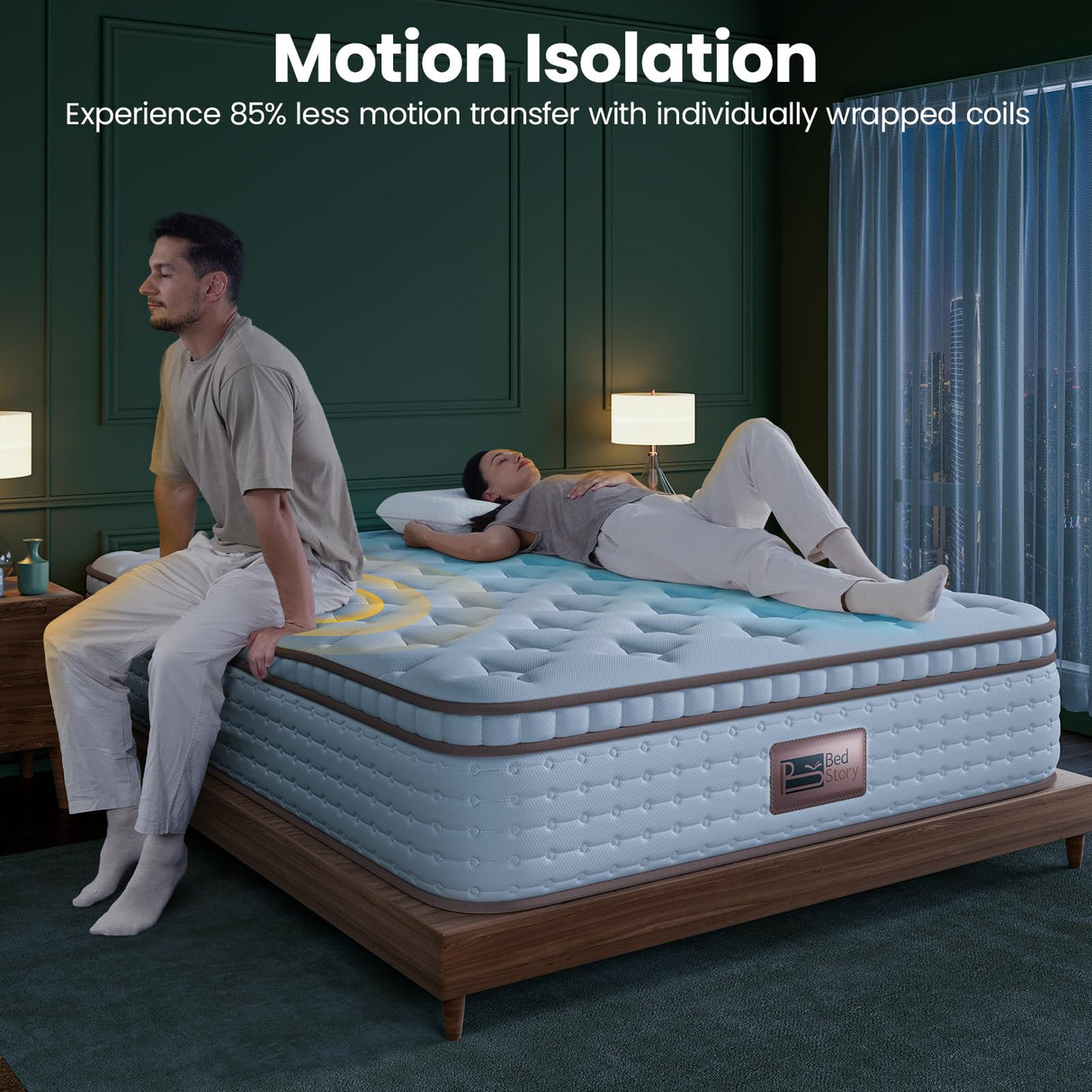 BedStory Firm Queen Mattress - 14 Inch Hybrid Mattress with Advanced Lumbar Support for Back Pain Relief - Motion Isolation and Reinforced Edges - Fiberglass-Free, CertiPUR-US, 365-Night Trial BedStory