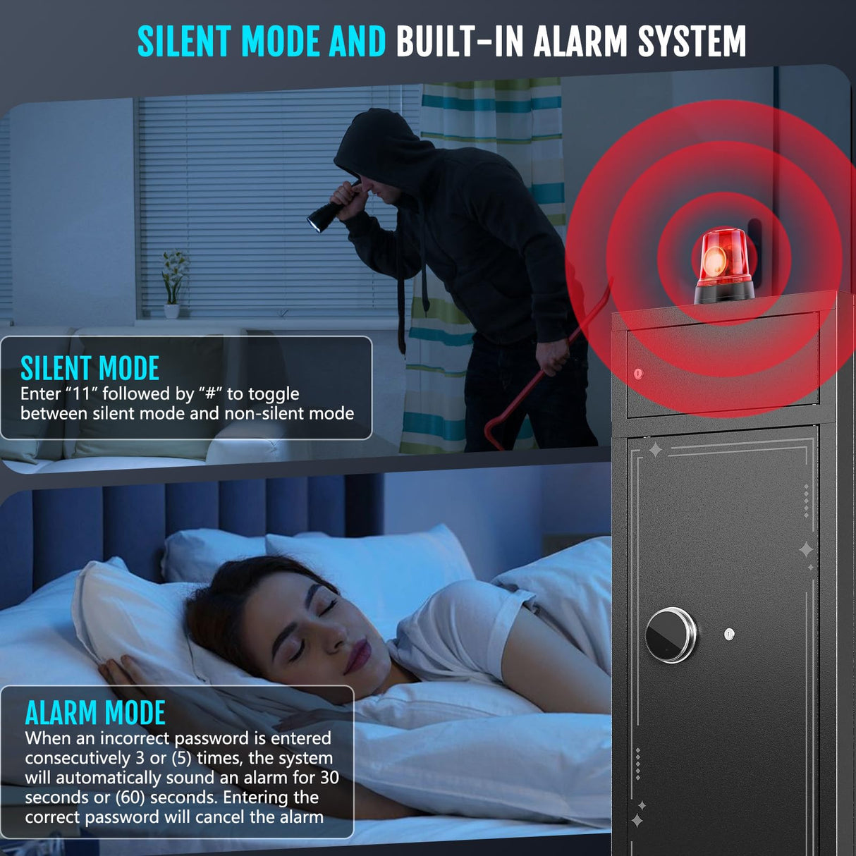 KAER 15-17 Gun Safe Digital Gun Safe for Rifles and Pistols Gun Cabinet Rifle Safe for Home with Adjustable Rifle Racks Gun Safes Multi Layer Design with Separate Lockbox and Drawer KAER