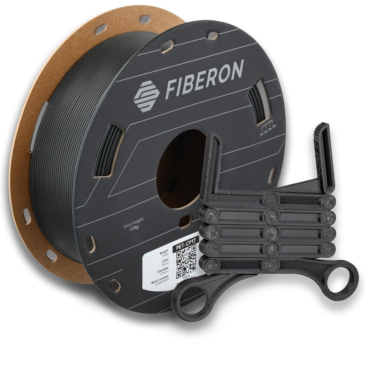 Polymaker Fiberon PET-CF17 3D Printing Filament Black 1.75mm 0.5kg, Excellent Stable Stiffness - Fiberon Carbon Fiber Reinforced PET 3D Printer Filament, Ideal for Jigs and Fixtures POLYMAKER