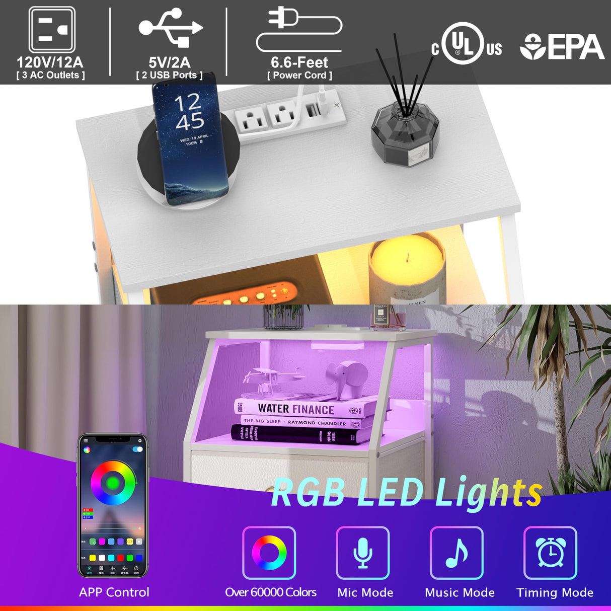 Tohomeor Dresser with Fabric Drawers Nightstand with 2 Tier Shelf Storage Tower for Bedroom Hallway Entryway Closet Organizer Sofa Beside Table Furniture (White, 5 Drawers) Tohomeor