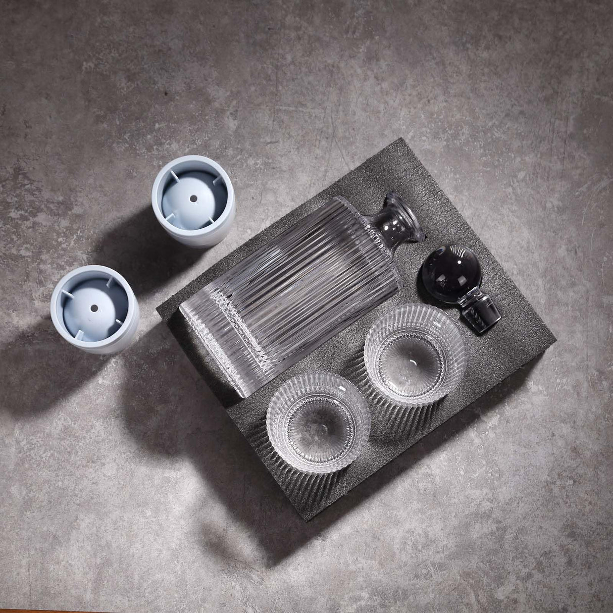 Whiskey Decanter Set with Gift Box - Includes 2 Crystal Bourbon Glasses and 2 Big Ice Ball Molds - Whiskey Glasses Set for Scotch, Cocktails, Rum, Cognac, Vodka - Unique Gift for Men LORSIA