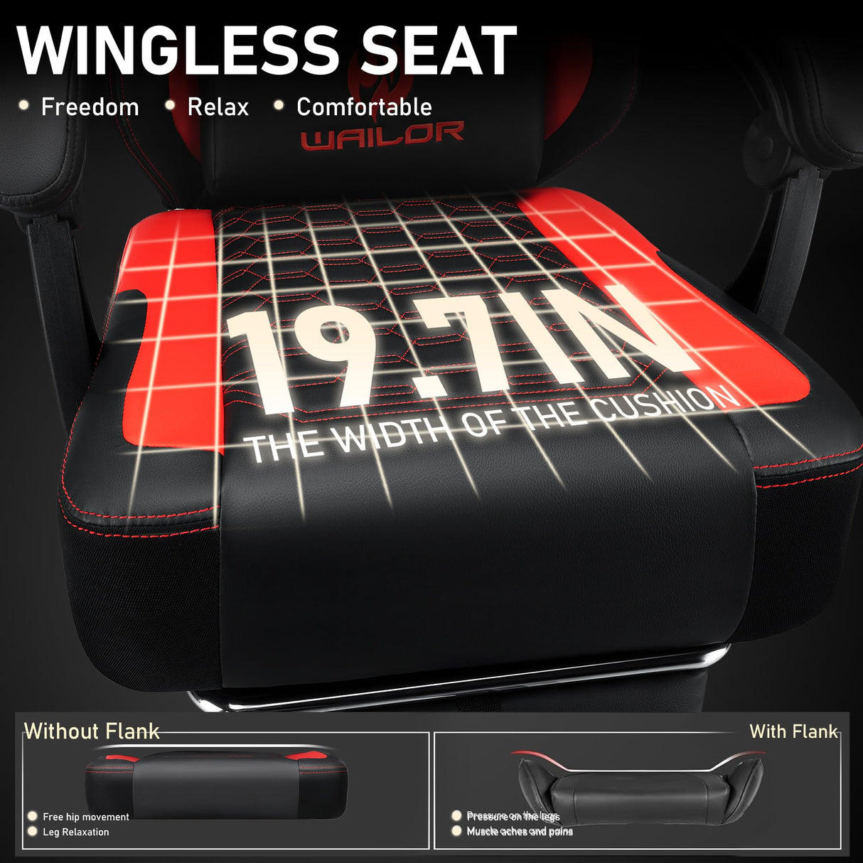 Gaming Chair with Massage and Packet Spring Cushion,Ergonomic Gamer Chairs for Adults with Footrest 300lbs,High Back Gamer Leather Chair with Headrest and Lumbar Support WAILOR