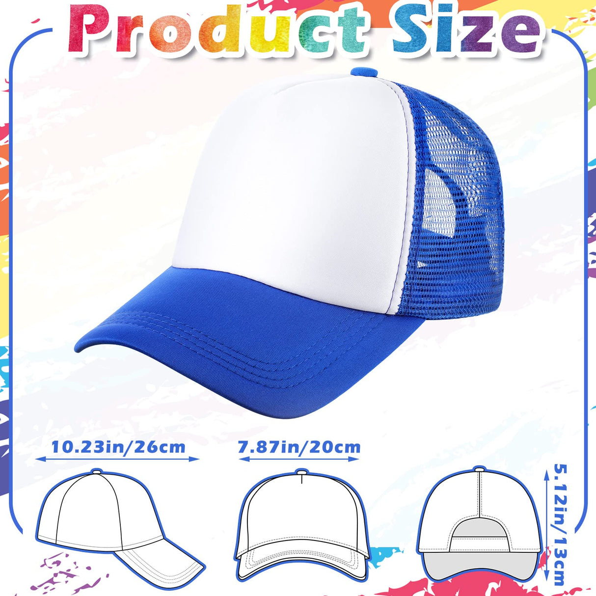 Patelai 24 Pcs Unisex Trucker Hat Bulk Blank Baseball Caps Sublimation Mesh Caps Adjustable Hat DIY(Colorful, Adult Style) Patelai