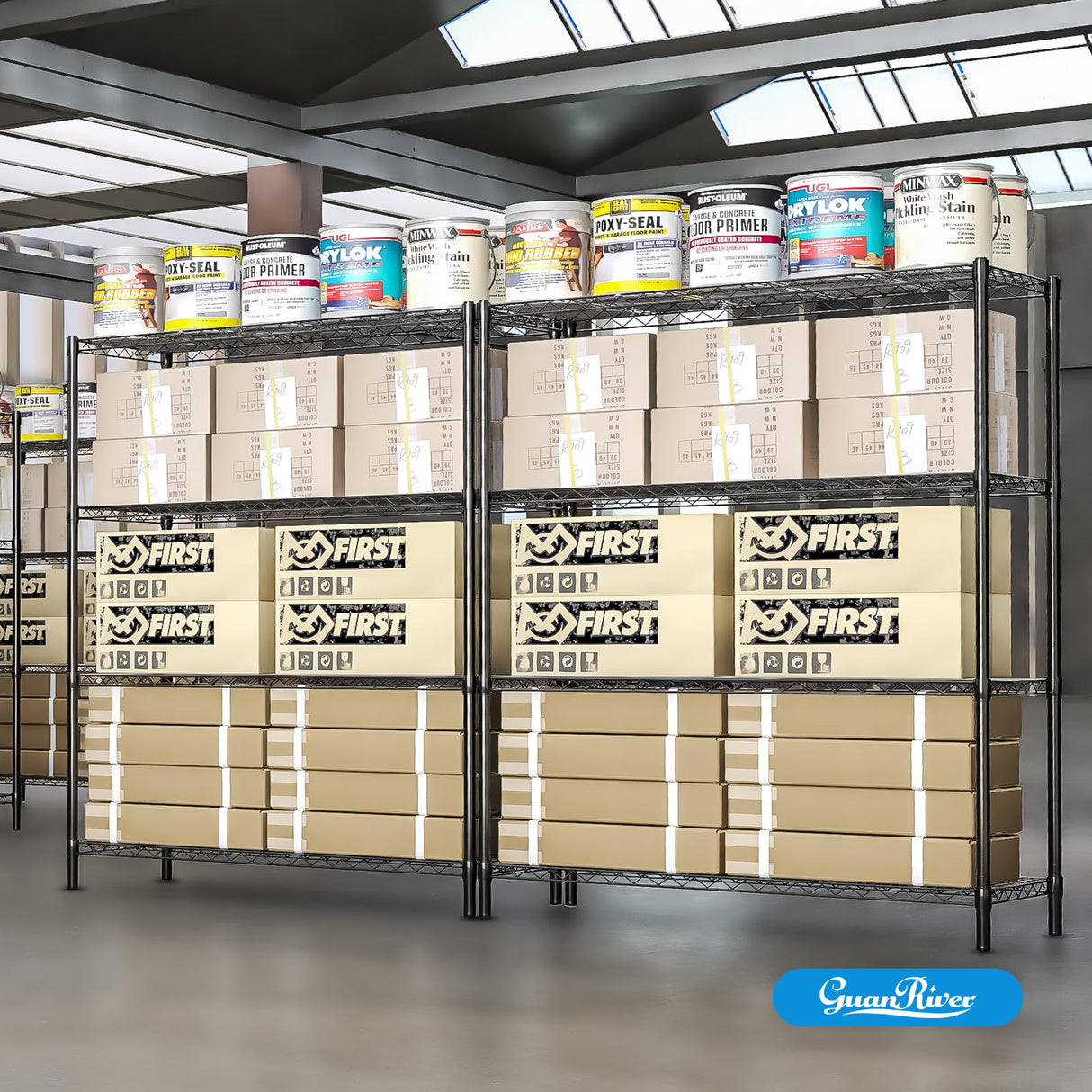 Guan River 4-Shelf Adjustable Metal Shelf Wire Shelving Unit Heavy Duty Storage Rack Display Shelf for Office,Kitchen,Bedroom,Bathroom,Laundry,Pantry Basement,Garage(Black,48" L x 18" W x 62" H) Guan River