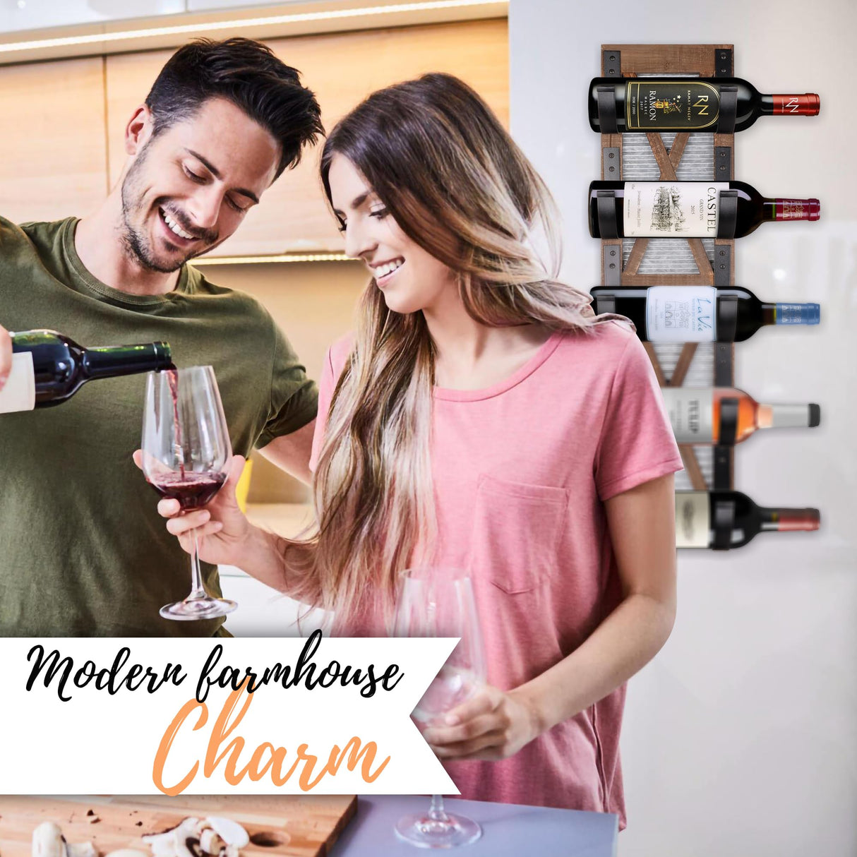 Autumn Alley Farmhouse Towel Holder, Rustic Wine Rack, Rolled Towel Rack, and Wine Holder for Farmhouse Bathroom Accessories Décor, Western Decor Wall Mounted Towel Rack, Rustic Brown Autumn Alley