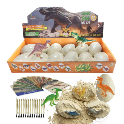 LIHBCAIYI Dino Eggs Dig Kit 12Pcs Dinosaur Excavation Bricks Toys Archaeology Science STEM Experiments Toy Egg Hunt Party Gift for Kids 6-12 Years Old and Up Boys Girls