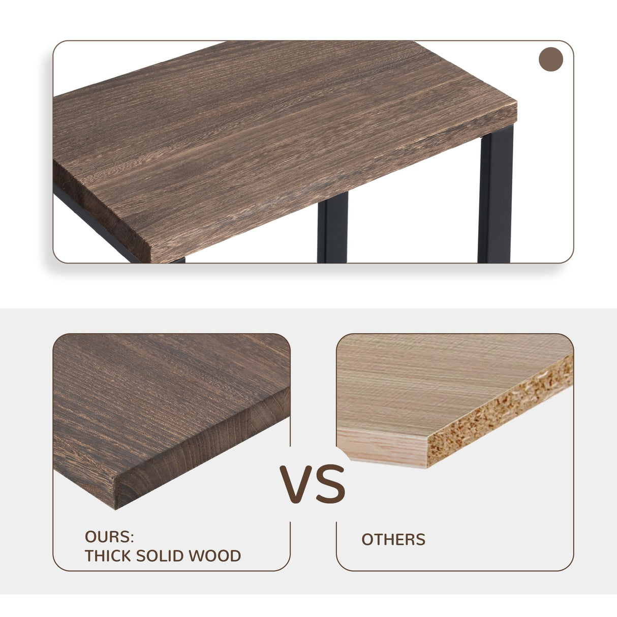 Acovy Real Solid Wood End Tables, Side Tables, Small Table with 2-Tier Storage Shelf, Nightstand for Living Room, Bedroom, Office, Bathroom, Rustic Acovy