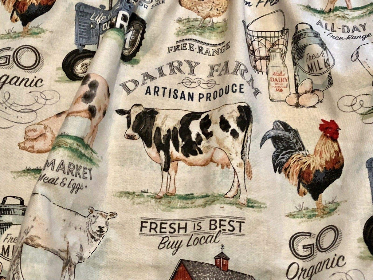 Farmhouse Valance Country Decor Dairy Farm Cow Topper Barn Wedding Decor Barn Pig Home Decor Cotton Window Treatment 43W x 14L Home LIving Curtain Gift Idea Housewarming Generic