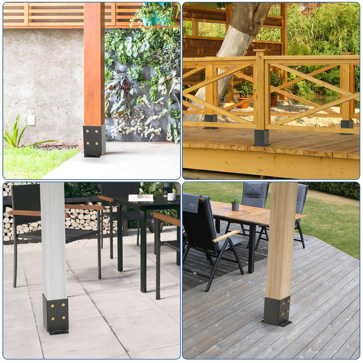 4x4 Post Base 2 Pcs, Heavy Duty Post Anchor with Anti-Corrosive Partition, Inner Size 3.5"x3.5", 13 Gauge Thick Solid Steel, Rust-Proof Powder-Coated Wood Fence Post Brackets for Support Deck, Pergola QZER