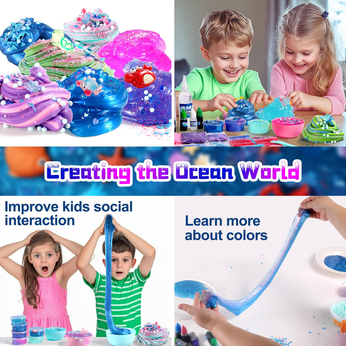 Ocean Slime Kit for Boy and Girls,Non Sticky,Super Soft Sludge Toy,Birthday Gifts for Kids 4-12,Soft Shiny Metal Clay Toy Girls & Boys fsutvitg