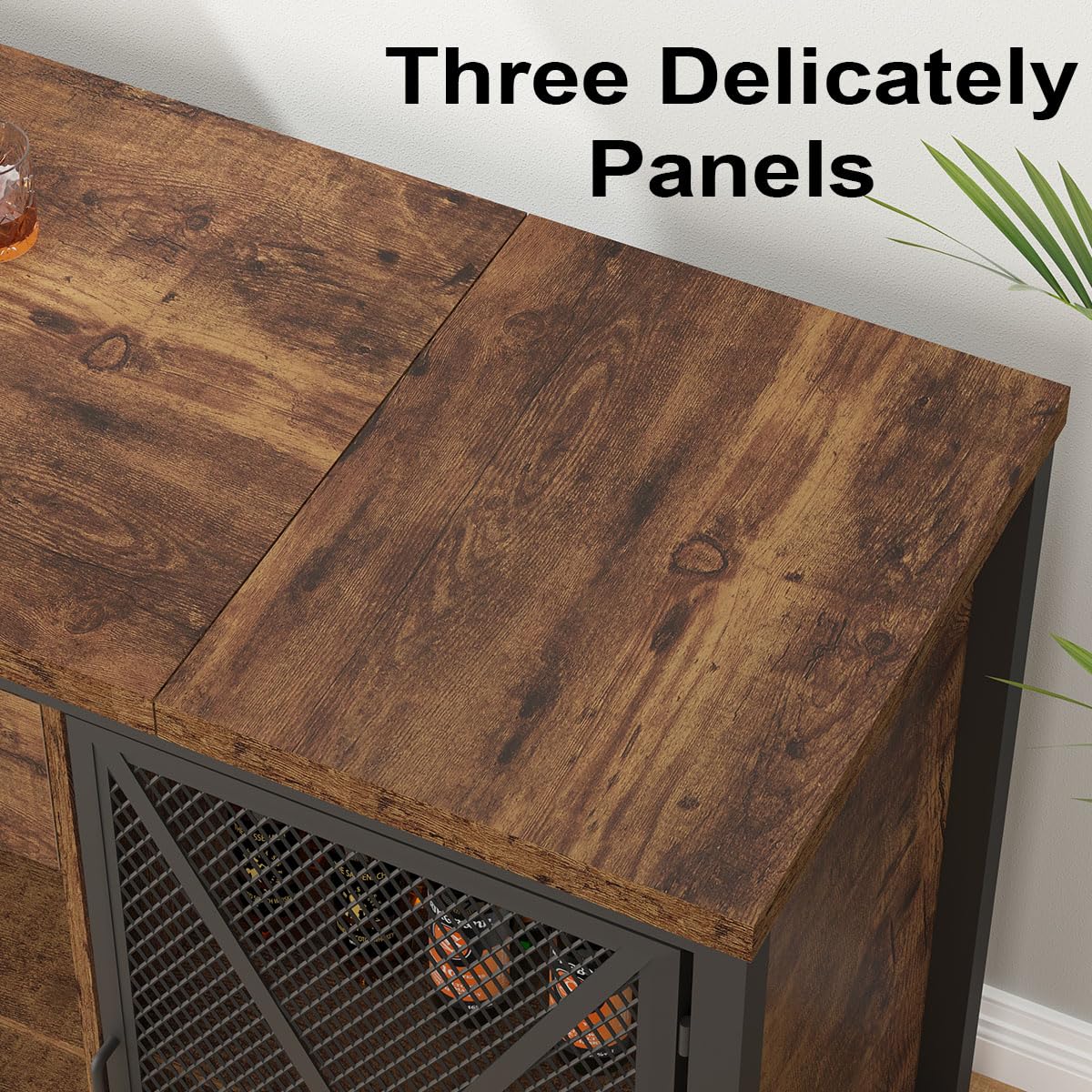 LVB Rustic Brown Large Bar Cabinet with Fridge Space and Storage Drawers LVB