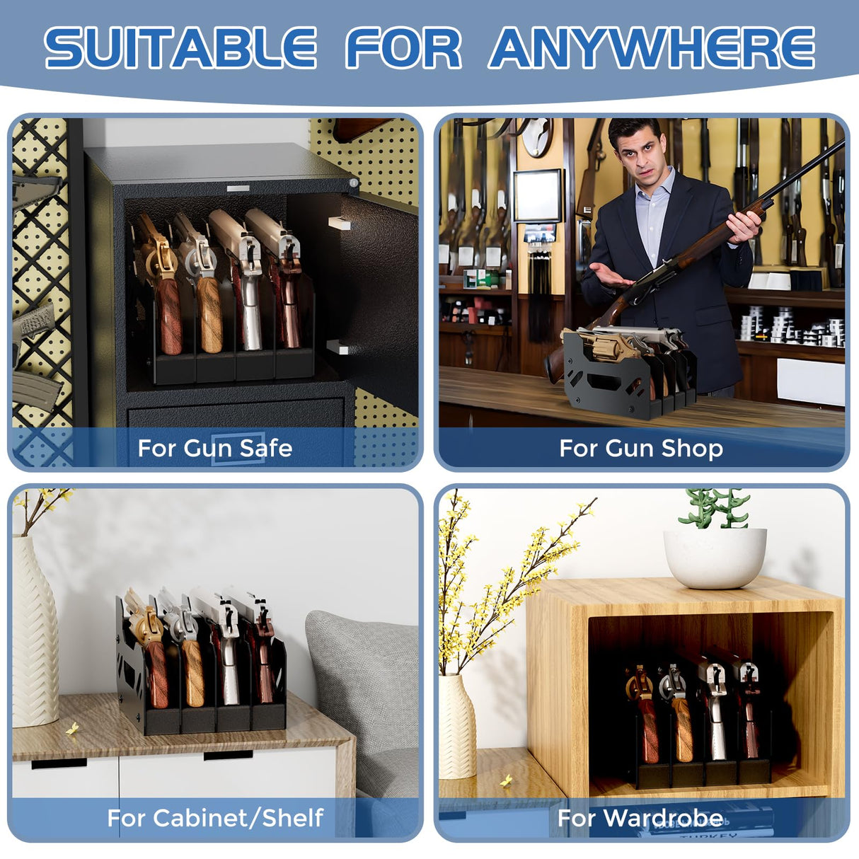 Gun Rack for Pistol, 6X Soft Foam Pistol Rack for Gun Safe, Cabinet, Storage, Durable Handgun Stand Organizer Accessories with Moisture&Scratch Resistance&Anti-Slip, Handgun Rack Stand Display Holder Airjam