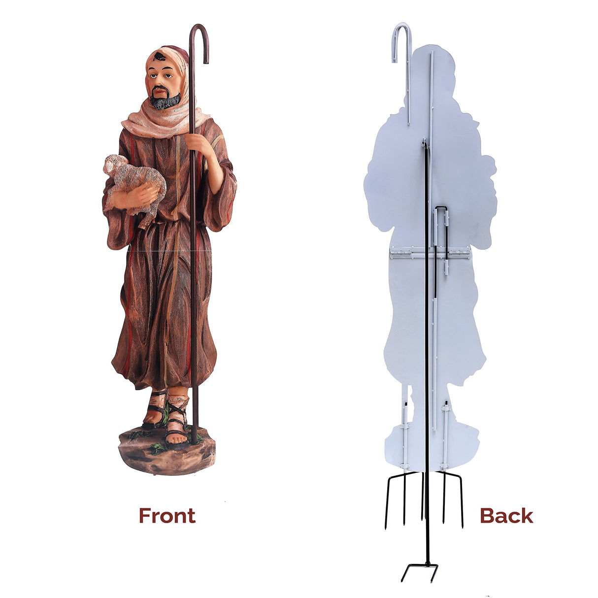 Shepherds, Donkey and Kneeling Camel for Outdoor Christmas Nativity Scene 48" - Colorful High Res Lifelike Printing on Sturdy 22 Gauge Flat Coated Metal, Windguard Bracing, Easy to Set Up THREE KINGS GIFTS THE ORIGINAL GIFTS OF CHRISTMAS