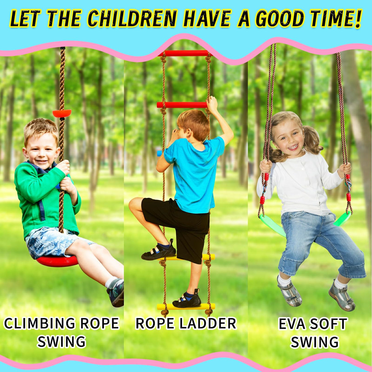 Ninja Slackline Ninja Warrior Obstacle Course for Kids-2x52ft with Swing, Rope Ladder,Climbing Bar,Ring,Outdoor Ninja Course Training Equipment Set for Backyard Just.smile