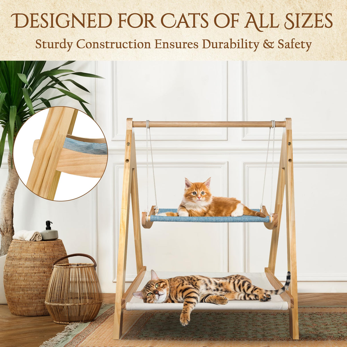 Handy Hound Cat Hammock Bed – The Premium Choice in Cat Beds for Indoor Cats Washable for Ultimate Comfort. 26" L x 21" W x 32" H Handy Hound