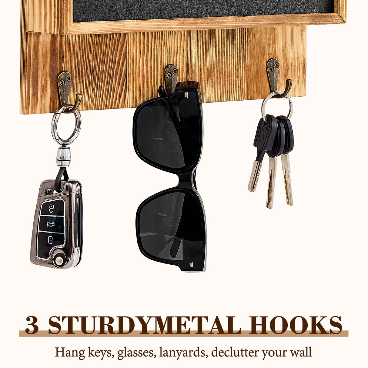 Dononr Hidden Gun Storage, Hidden Gun Safe for Pistols with 3 Metal Hooks, Wooden Picture Frames for Handgun, Hidden Storage Gun Safe Home Furniture, Concealment Furniture Storage, Rustic Brown Dononr