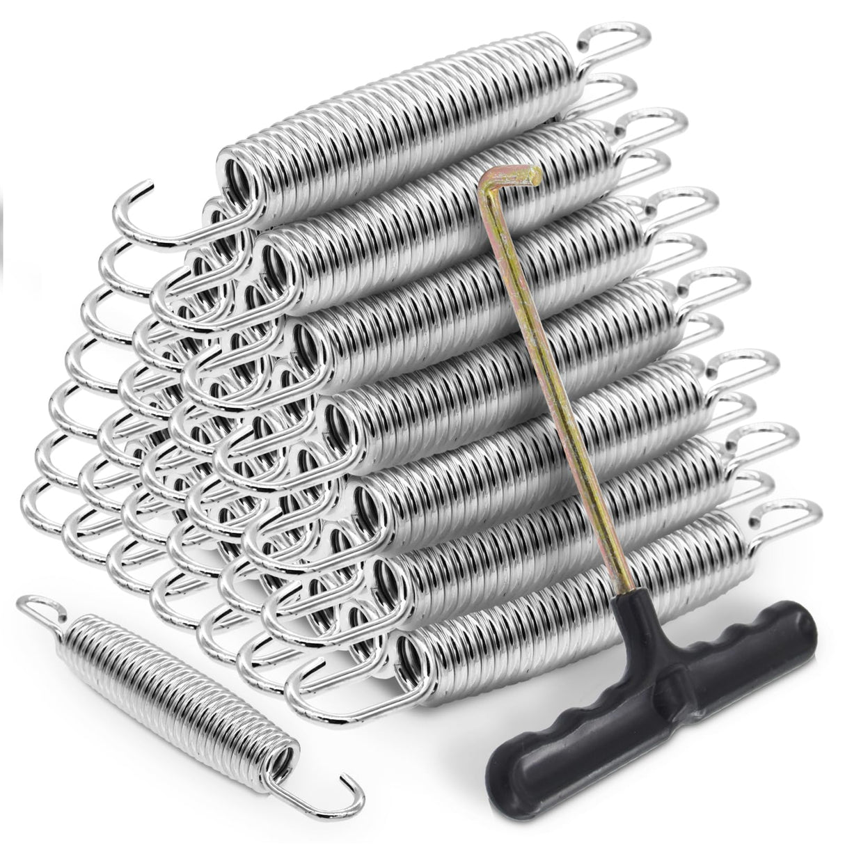 72 Pieces Trampoline Springs Replacement 5.5 Inch Trampoline Springs with T-Hook Heavy Duty Stainless Steel Trampoline Springs Metal Trampoline Pulling Tool Accessories Cyiwniao
