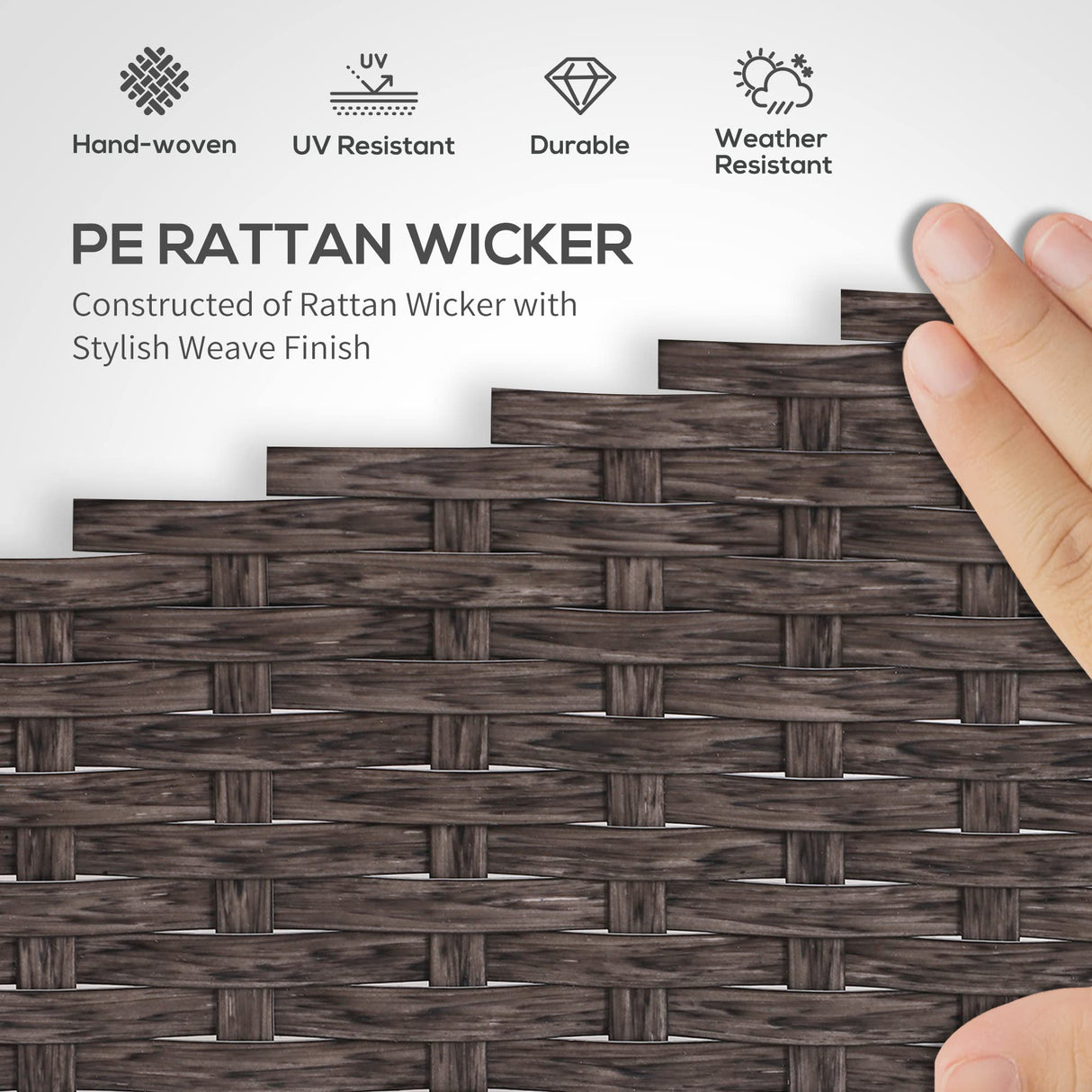 Outsunny 5 Pieces Rattan Wicker Lounge Chair Outdoor Patio Conversation Set with 2 Cushioned Chairs, 2 Ottomans and Tempered Glass Top Coffee Table, Blue Outsunny