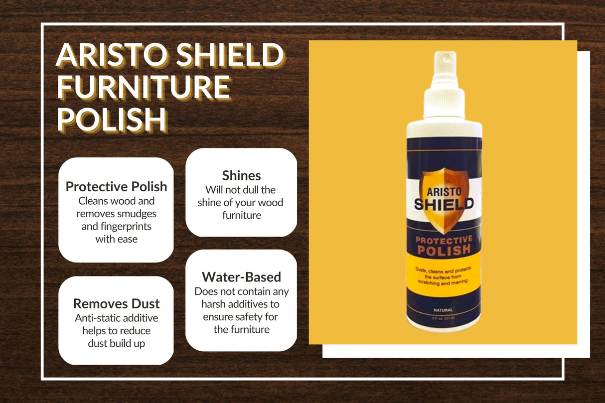 Aristo Shield Protective Wood Furniture Polish Cleaner for Dusting, Cleaning and Protecting Tables and Other Wood Surfaces from Scratching and Marring, Natural - Amish Made in America FinishWorks