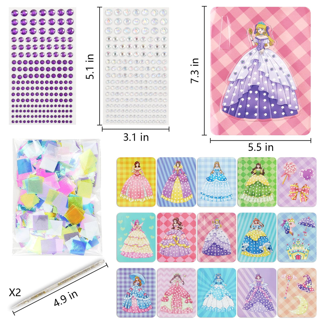 STAOVA Poke in Art Kits for Girls, DIY Pretty Princess Game with 12 Pcs Magical Princesses & 9 Pcs Accessories, Crafts for Kids Ages 4-8, 8-12 (Purple) STAOVA