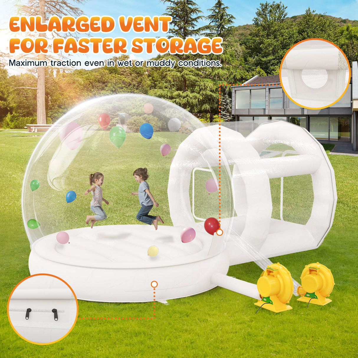 Albott 10FT Inflatabla Bubble Bounce House, Bubble House Inflatable Dome with 550W and 370W Air Blowers for Birthday Parties, Wedding and Gender Revealing Albott