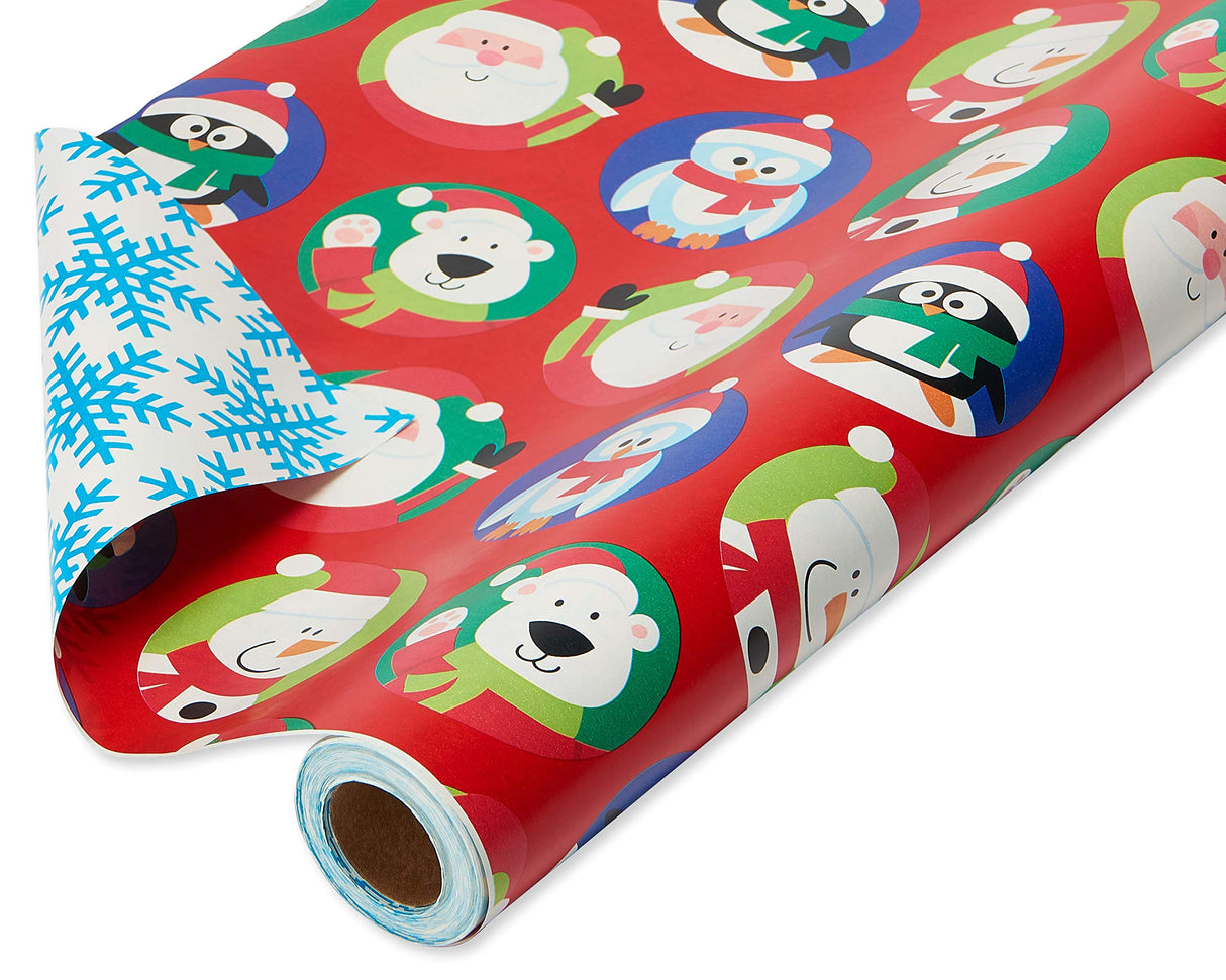 American Greetings 175 sq. ft. Reversible Kids Christmas Wrapping Paper, Santa and Snowflakes (1 Jumbo Roll 30 in. x 70 ft.) American Greetings
