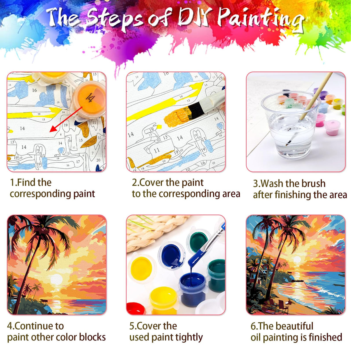 ZTOTZ Paint by Numbers Kit for Adults Beach Scenes,Adult Paint by Number Kits Beach,Sunset Beach Paint by Numbers 16X20 Canvas Without Frame,DIY Ocean Sunset Paint Number Set ZTOTZ