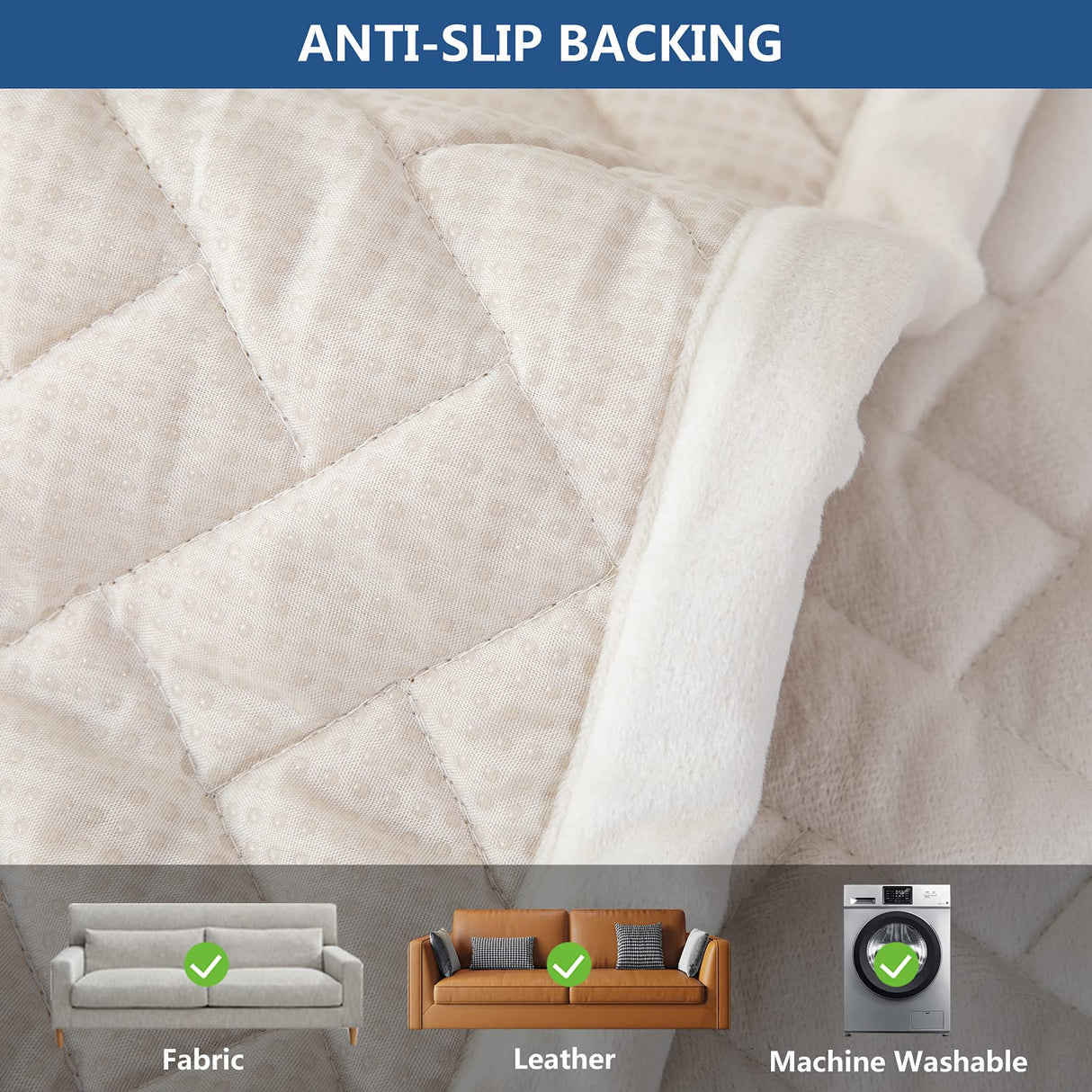 Eismodra Couch Cover,Sectional Couch Covers,Sofa Covers for 3 Cushion Couch,Anti-Slip Sofa Slipcovers for Dogs Cats Kids Loveseat Recliner L Shaped Armrest Backrest,White 36''x36''(Only 1 Piece) Eismodra