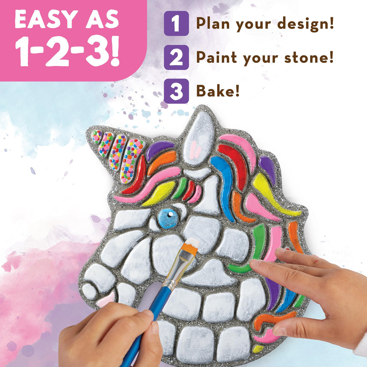 MindWare Paint Your Own Stepping Stone Unicorn - Kit Includes Weather Proof Stone, Paint and Brushes MindWare