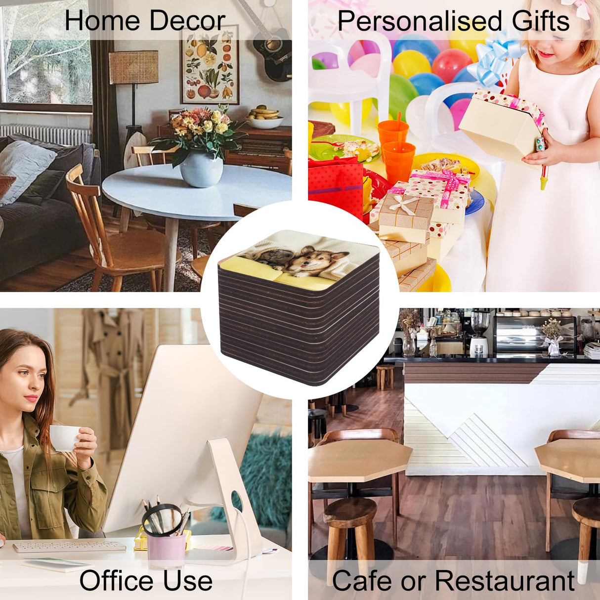 35 Pcs 3.75 x 3.75 Inch Square MDF Sublimation Coasters, Blanks MDF Sublimation Coasters, and Water-Resistant MDF Material with Non-Slip Cork Backing, Hardboard Cork Coasters by KUKLIPJIM KUKLIPJIM