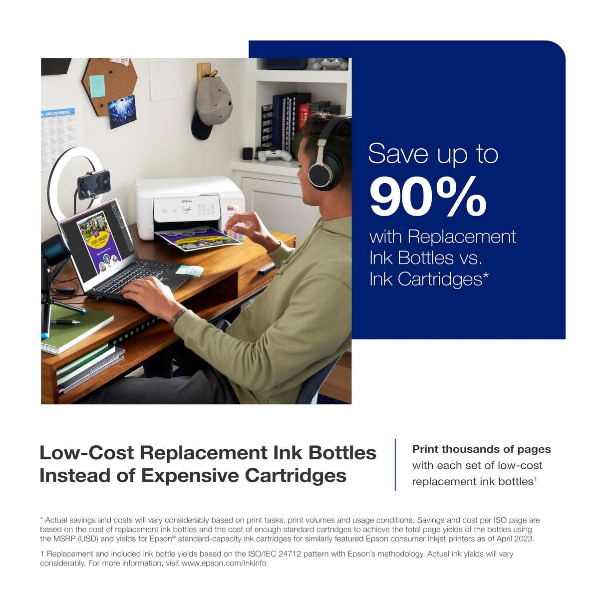 Epson EcoTank ET-2800 Wireless Color All-in-One Cartridge-Free Supertank Printer with Scan and Copy. Full 1-Year Limited Warranty - White (Renewed Premium) Epson