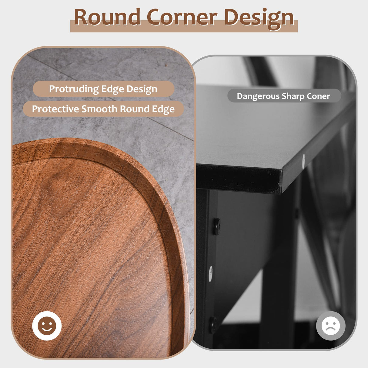 Zedesey 2-Tier Coffee Table Water-Shaped Wood Center Table Mid Century Oval Coffee Table Rustic Farmhouse Coffee Table for Living Room, Bedroom, 40", Brown Zedesey