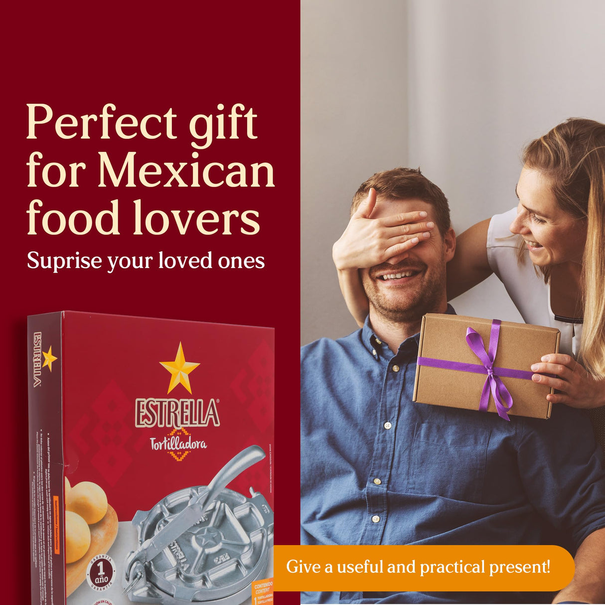 Estrella (7.5 inch) Cast Iron Tortilla Press and Tostonera, Perfect for Mexican Food, Tortillas, Burritos, Quesadillas, Empanadas, and Sopes, Prensa Para Tortillas, Silver Finish universal