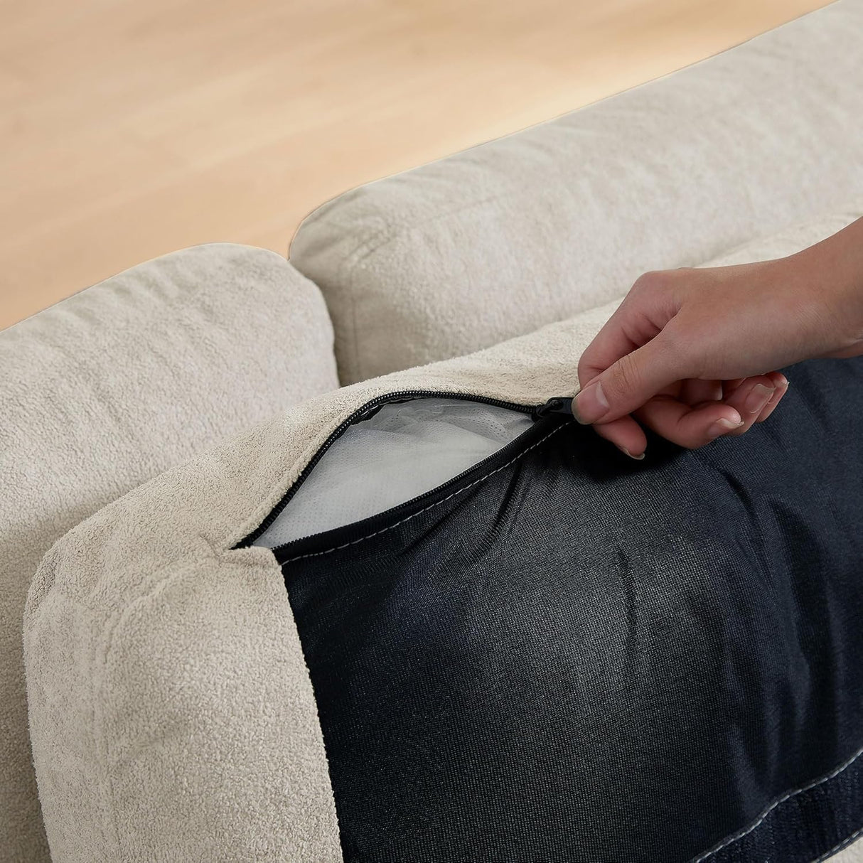 Jarenie Convertible Sectional Sofa Couch, 102" L Shaped Couch with Back Cushions, Modern Upholstered Fabric 6-Seat Reversible Sofa Set for Living Room, Apartment, Office, Beige Jarenie